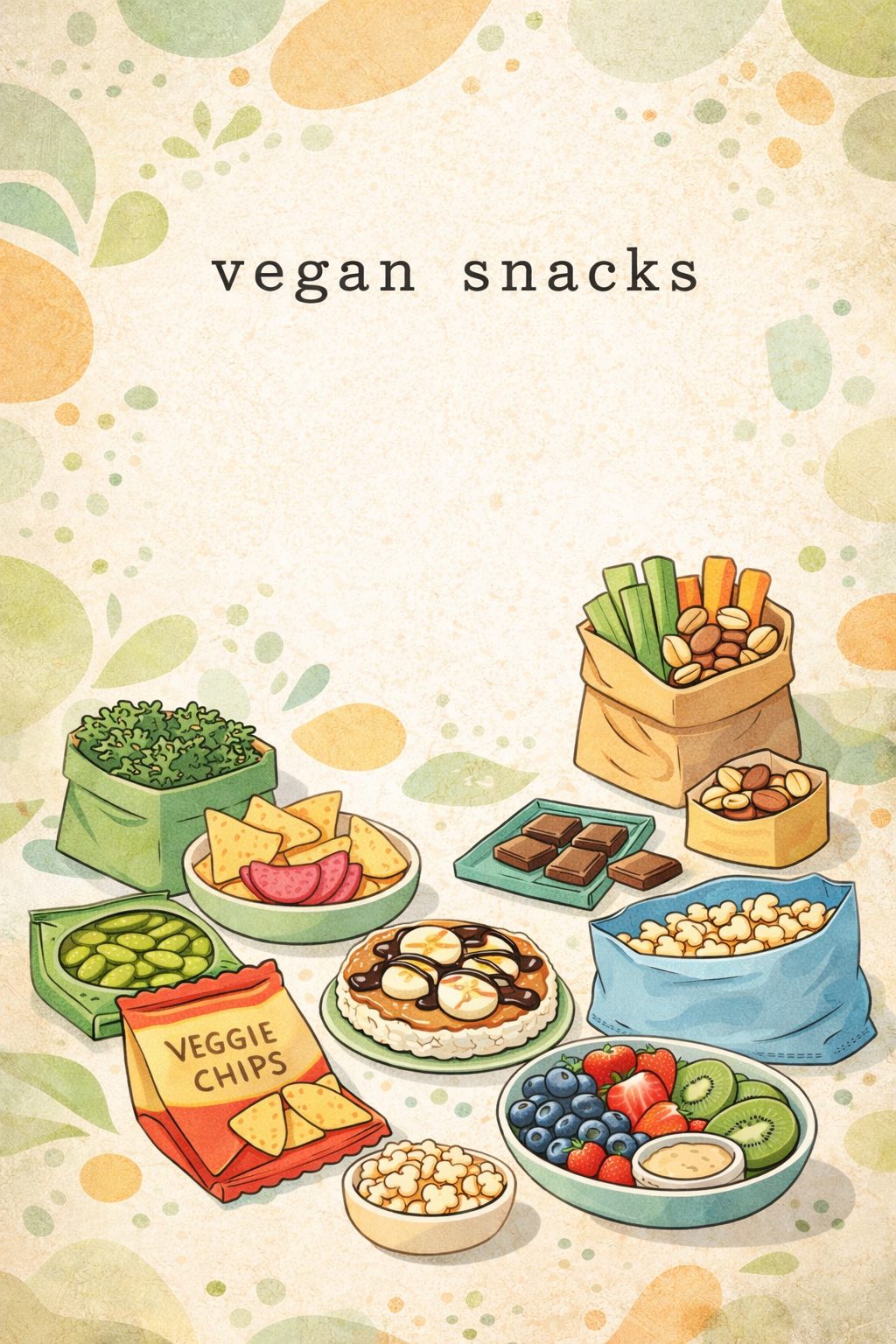 A guide to over 75 grocery store vegan snacks, including fruit, nuts, savory snack plates, and packaged options.