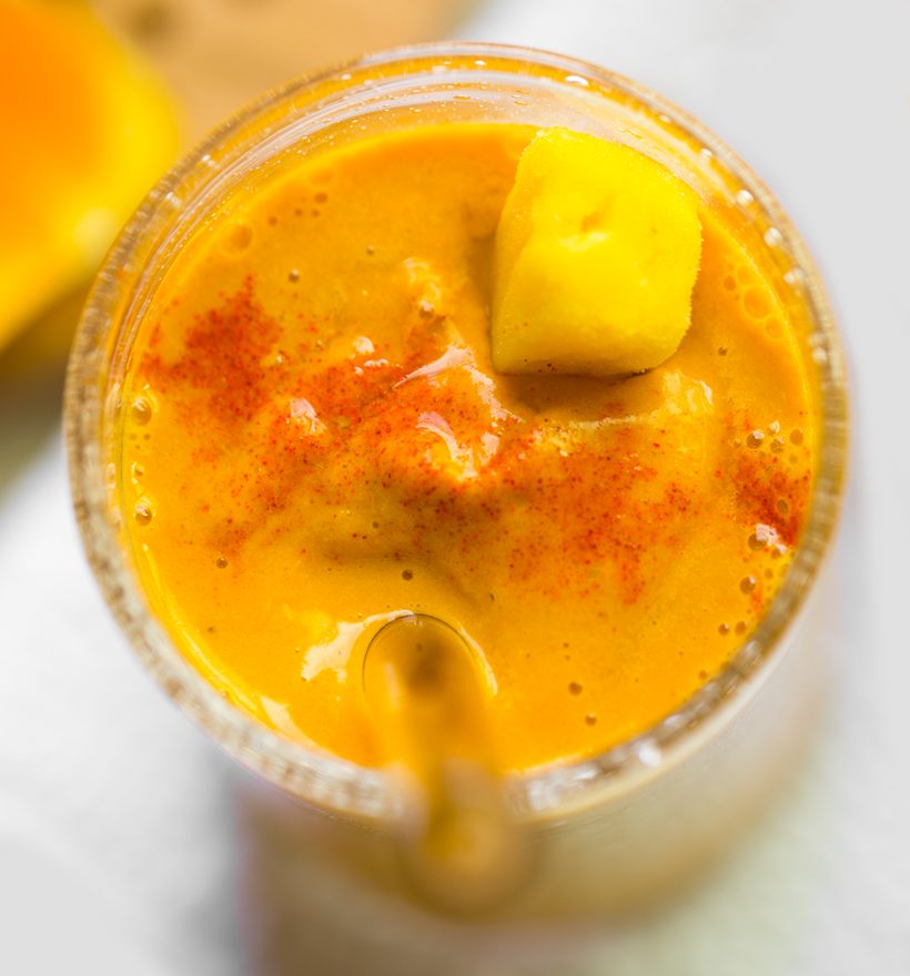 A creamy, frosty orange and pineapple smoothie with turmeric and bright tropical flavors.