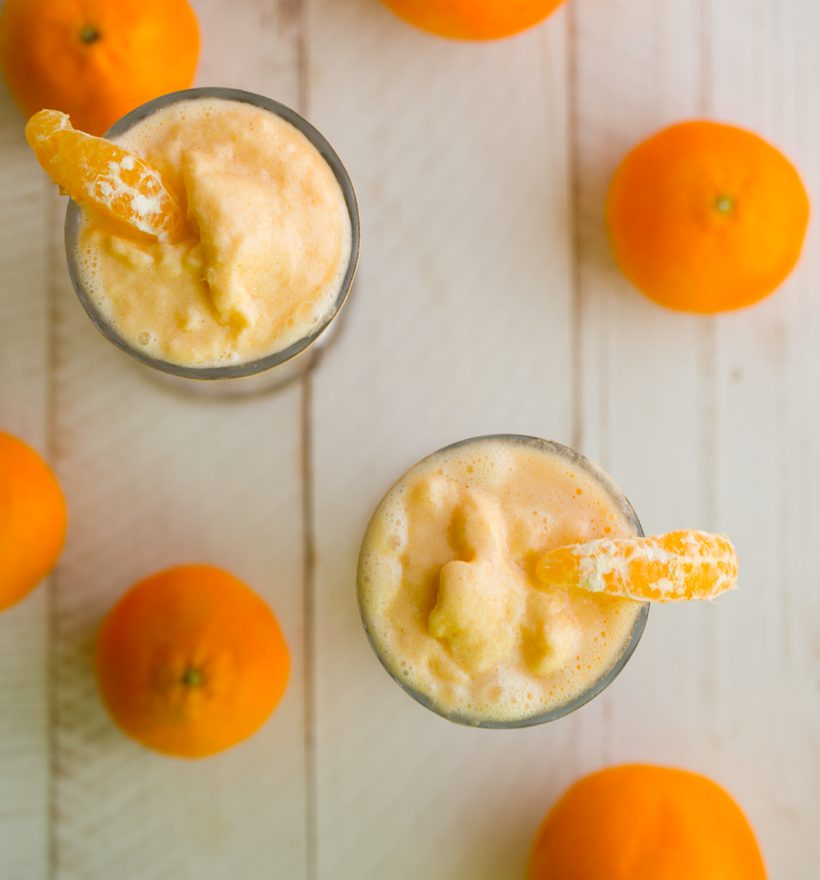 A thick, frothy creamsicle smoothie made with fresh citrus, creamy cashews, citrus zest and a hint of cinnamon.
